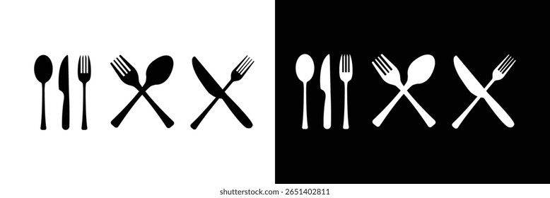 Ícone de talheres. Colher, garfos, faca, prato. conceito de negócios do restaurante, ilustração vetorial.
