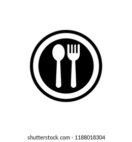 Cutlery icon. Spoon, forks, plate. restaurant symbol vector illustration.