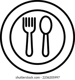 Cutlery icon. Spoon, forks, plate. restaurant symbol vector illustration on white background..eps
