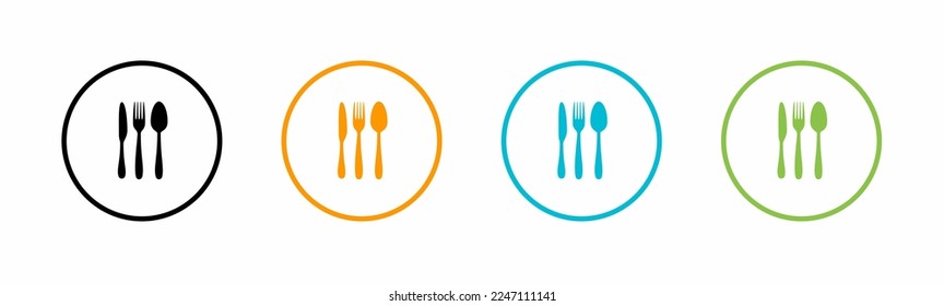 Cutlery icon template set. Spoon  fork  knife. Stock vector illustration.