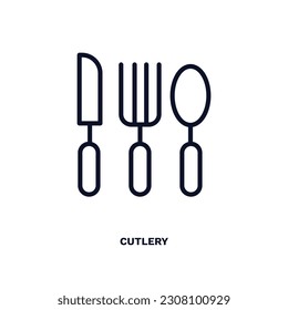 cutlery icon. Thin line cutlery icon from hotel and restaurant collection. Outline vector isolated on white background. Editable cutlery symbol can be used web and mobile
