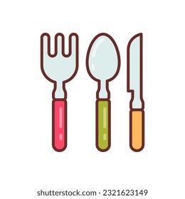 Icono de cubiertos en vector. Ilustración