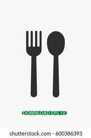 Cutlery icon, Vector spoon and fork icon