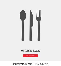 Cutlery icon vector. Cutlery symbol. Linear style sign for mobile concept and web design. Cutlery symbol illustration. Pixel vector graphics - Vector.