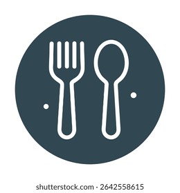 Cutlery icon within circular shape. Icon symbol illustration