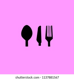Cutlery icons and black background knife Vector drawing