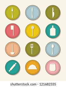 cutlery icons over beige background. vector illustration