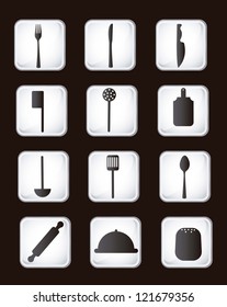 cutlery icons over vintage background. vector illustration
