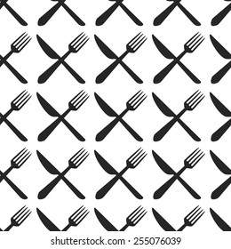 Cutlery icons seamless pattern background.