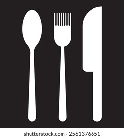 Cutlery icons. Spoon, knife and fork icons. Vector illustration isolated on white background.