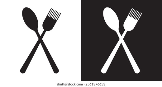 Cutlery icons. Spoon, knife and fork icons. Vector illustration isolated on white background.