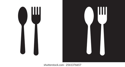 Cutlery icons. Spoon, knife and fork icons. Vector illustration isolated on white background.