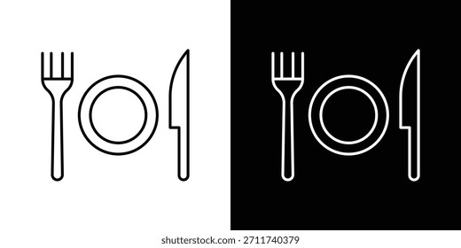 Besteck-Symbole, Vektorsymbol mit bearbeitbaren Strichlinien für Webdesigns