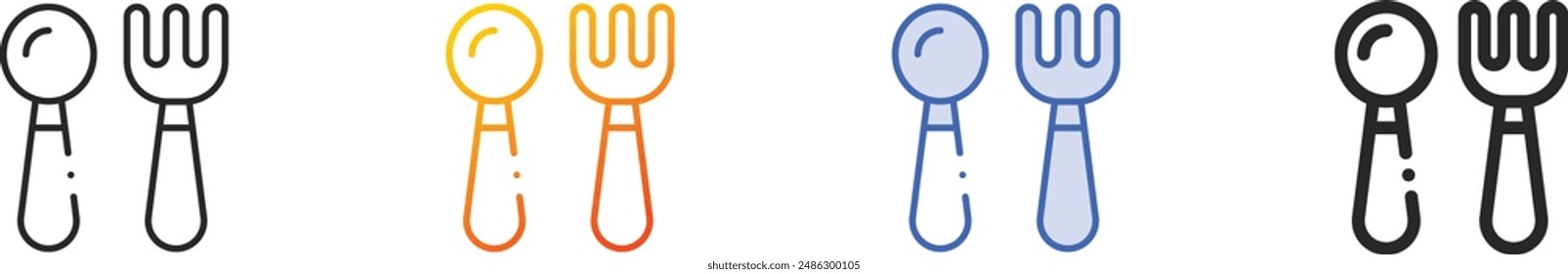 cutlery icon.Thin Linear, Gradient, Blue Stroke and bold Style Design Isolated On White Background