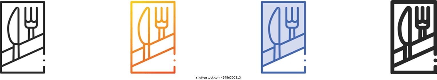 cutlery icon.Thin Linear, Gradient, Blue Stroke and bold Style Design Isolated On White Background