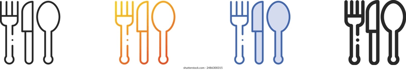 cutlery icon.Thin Linear, Gradient, Blue Stroke and bold Style Design Isolated On White Background