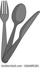 Cutlery, illustration, vector on white background.