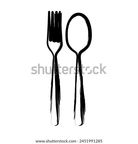 Cutlery Ink Brush Stroke Vector	
