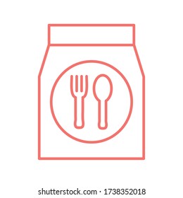 cubertería interior estilo de línea de bolso diseño de iconos, entrega de alimentos logística transporte y envío Tema de envío Ilustración del vector