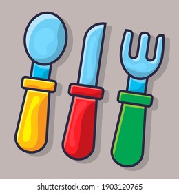 cutlery for kids isolated cartoon vector illustration in flat style