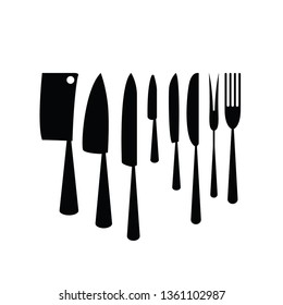 Cutlery kitchen knives and forks for cooking and eating food