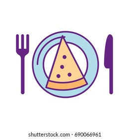 cutlery kitchen with pizza