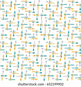 Cutlery and kitchen utensils pattern background illustration