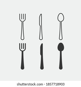cutlery knife folk spoon vector icon