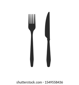 Cutlery. Knife fork black icons on a white background.