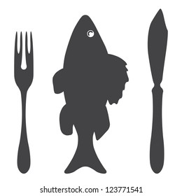 Cutlery knife fork fish  - illustration