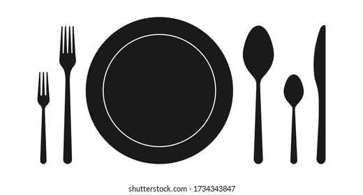 Cutlery - knife, fork and spoon. Flat style.