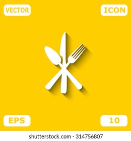 Cutlery - knife, fork and spoon icon.