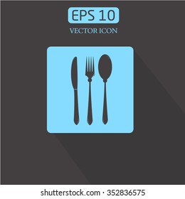 Cutlery - knife, fork and spoon icon.