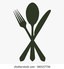 Cutlery - knife, fork and spoon icon.