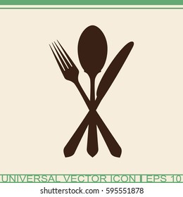 Cutlery - knife, fork and spoon icon.