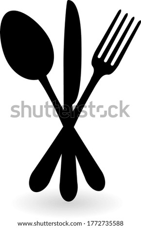 Cutlery - knife, fork and spoon. Isolated vector illustration on white background.