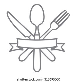 Cutlery - knife, fork and spoon restaurant vector icon