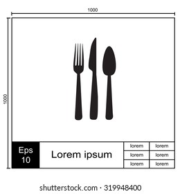 Cutlery - knife, fork and spoon vector icon.