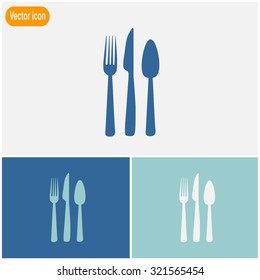 Cutlery - knife, fork and spoon vector icon.
