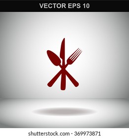 Cutlery - knife, fork and spoon vector icon.