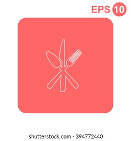 Cutlery - knife, fork and spoon vector icon.