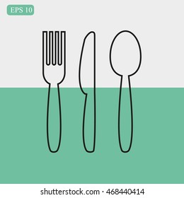 Cutlery - knife, fork and spoon vector icon