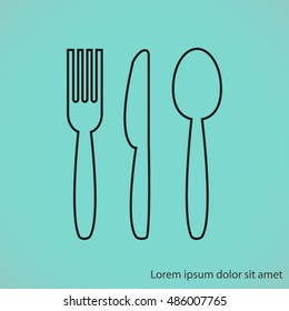Cutlery - knife, fork and spoon vector icon