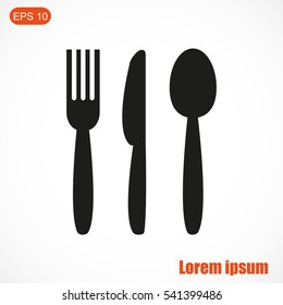 Cutlery - knife, fork and spoon vector icon