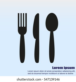 Cutlery - knife, fork and spoon vector icon