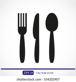 Cutlery - knife, fork and spoon vector icon