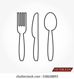 Cutlery - knife, fork and spoon vector icon