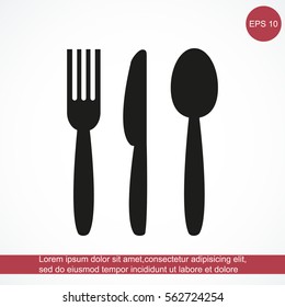Cutlery - knife, fork and spoon vector icon