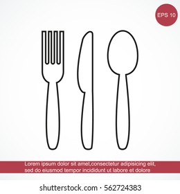 Cutlery - knife, fork and spoon vector icon