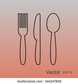 Cutlery - knife, fork and spoon vector icon